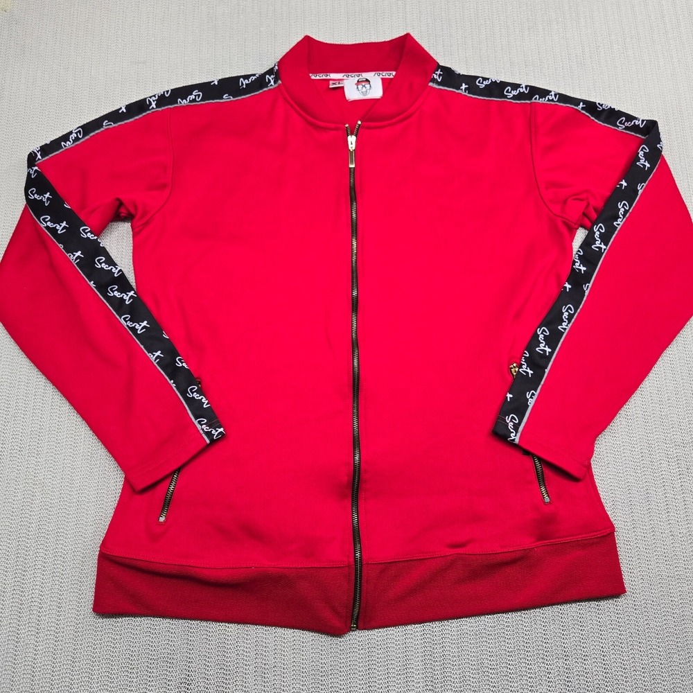 Secret Scientist Track Jacket Mens Extra Large Red Full Zip Streetwear Hip Hop